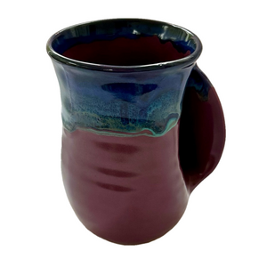 Neher Hand Thrown Hand Warmer Ceramic RightHanded Mug Pottery Purple Blue